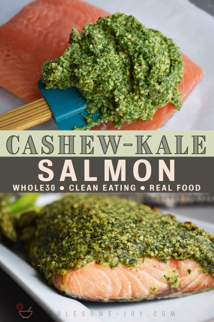 Cashew-Kale Salmon | Wholesome-joy.com | @Wholesome_Joy